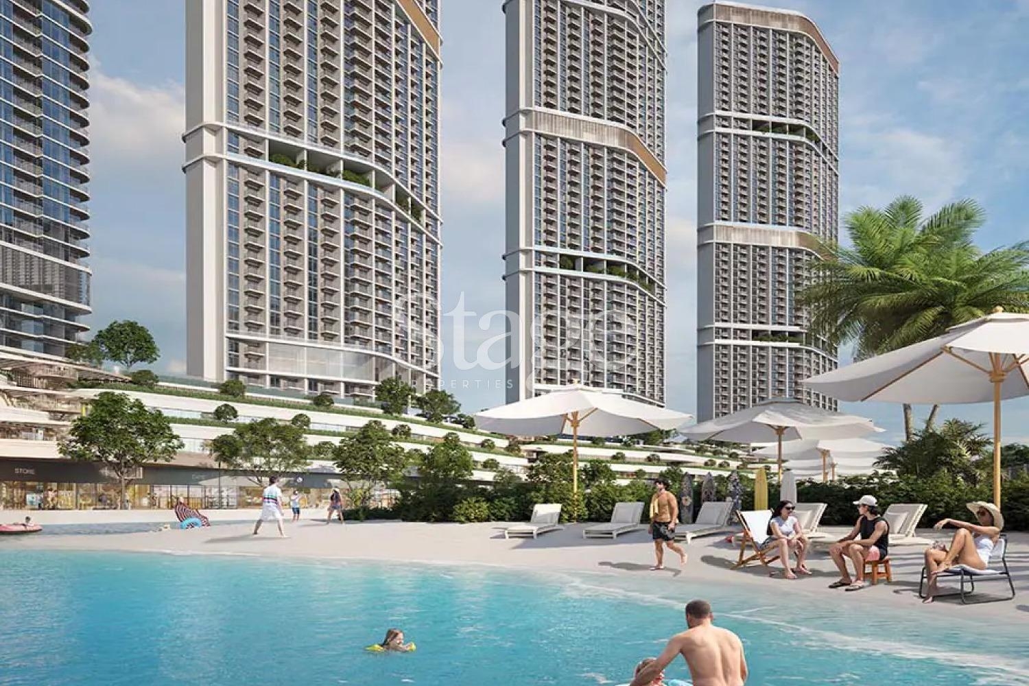 Lagoon view 1 bedroom apartment for sale in MBR city