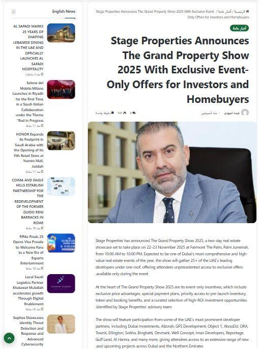 Stage Properties Announces The Grand Property Show 2025 With Exclusive Event-Only Offers for Investors and Homebuyers